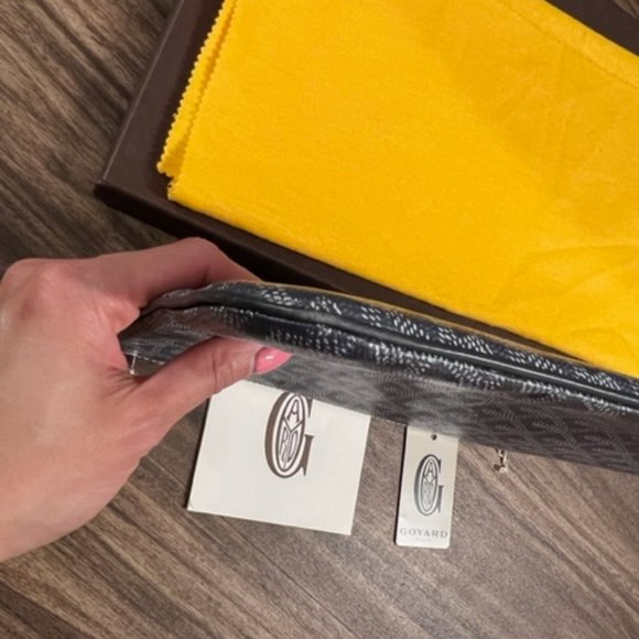 Goyard Monogram Logo Grey Senat MM Pouch Clutch - Picture 7 of 12